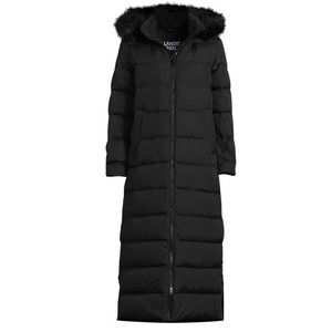 Lands' End Women's Black Hooded Puffer Coat